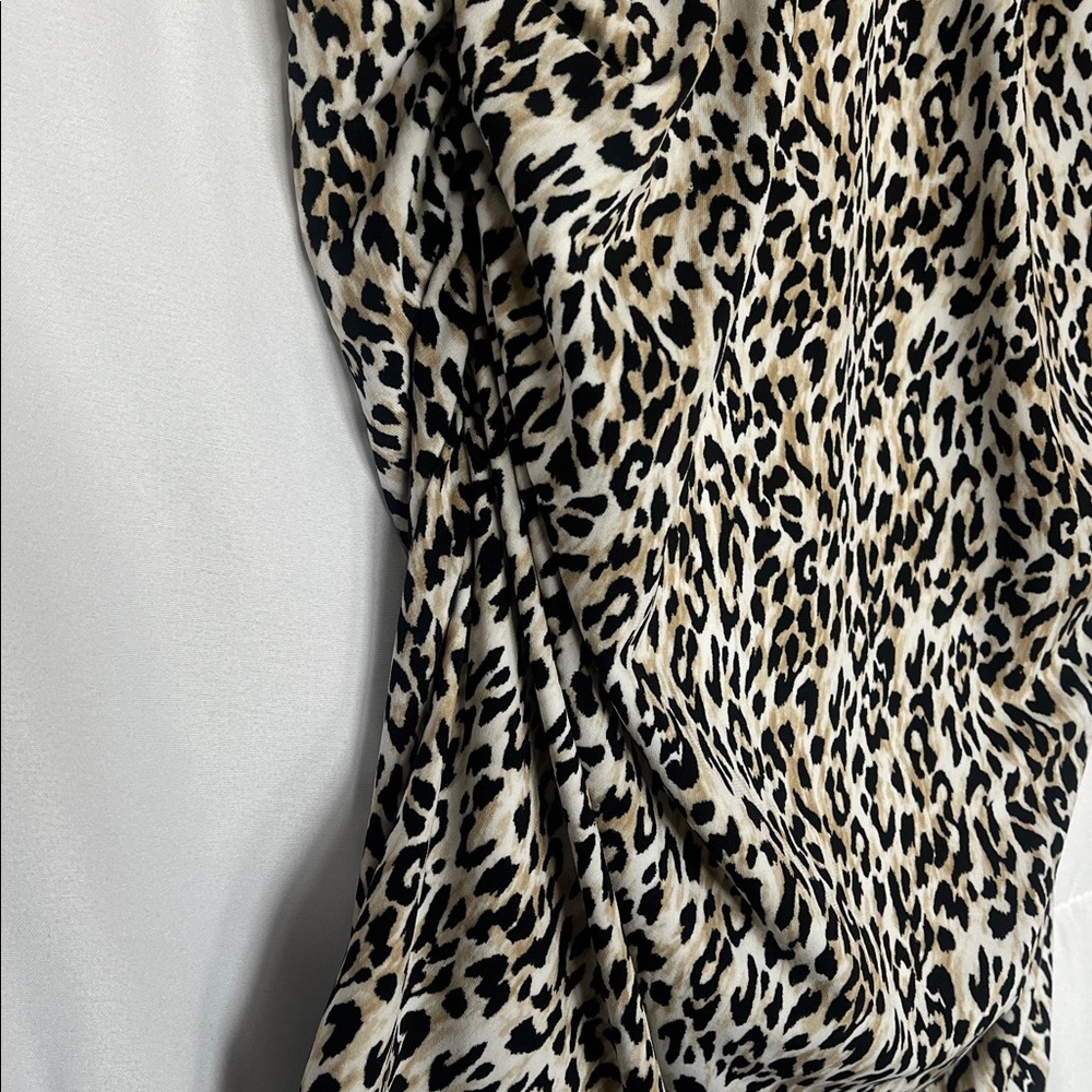 NWT WHBM Surpliced Leopard Print Ruched Side Stretch Cami Tank Blouse S - Picture 5 of 8